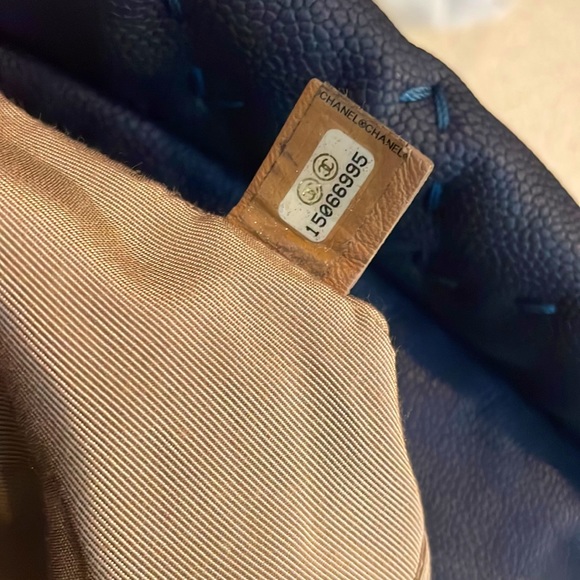 Chanel Caviar Navy Blue & Gold Hardware Stitch Tote Handbag - Picture 12 of 16